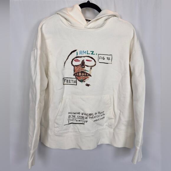 Jean Michel Basquiat Rome Pays Off Cream Hoodie Size Large - Picture 3 of 9